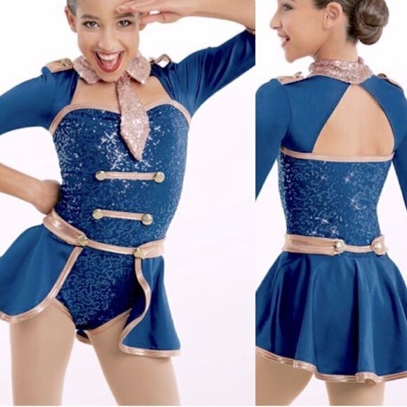Weissman dance costume blue sequin Boogie Woogie Bugle Boy 10772 Child IC 7/8 - Picture 1 of 9